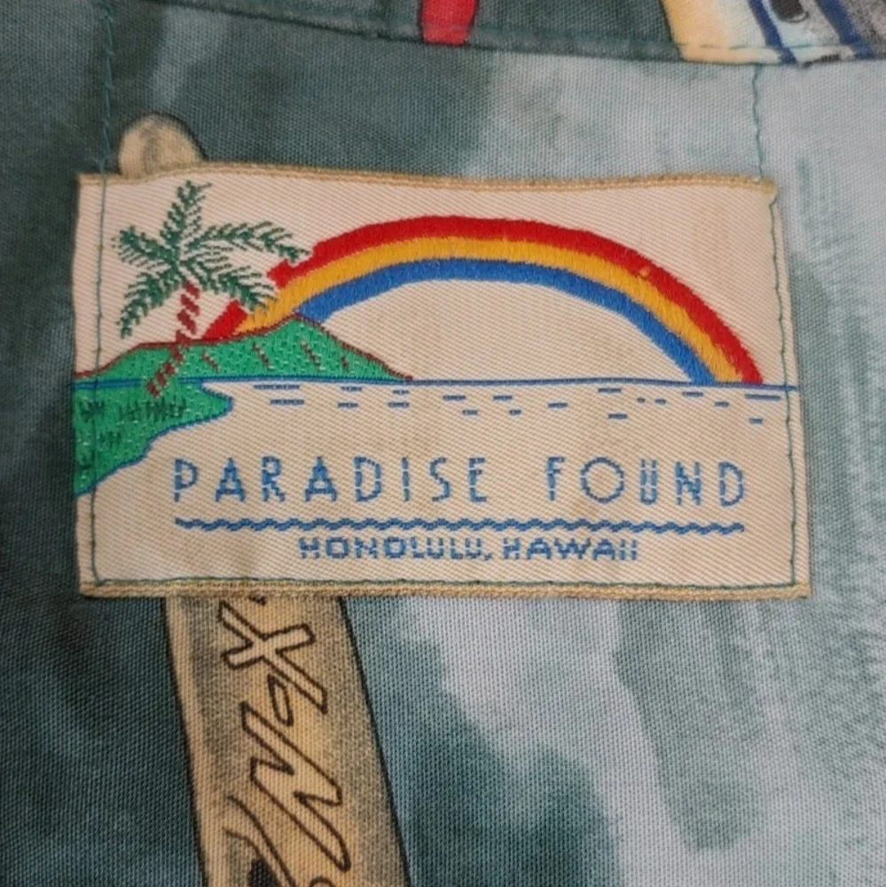 Paradise Found Pacific Airlines Hawaiian Shirt XL Airplanes Planes Green Avaitor